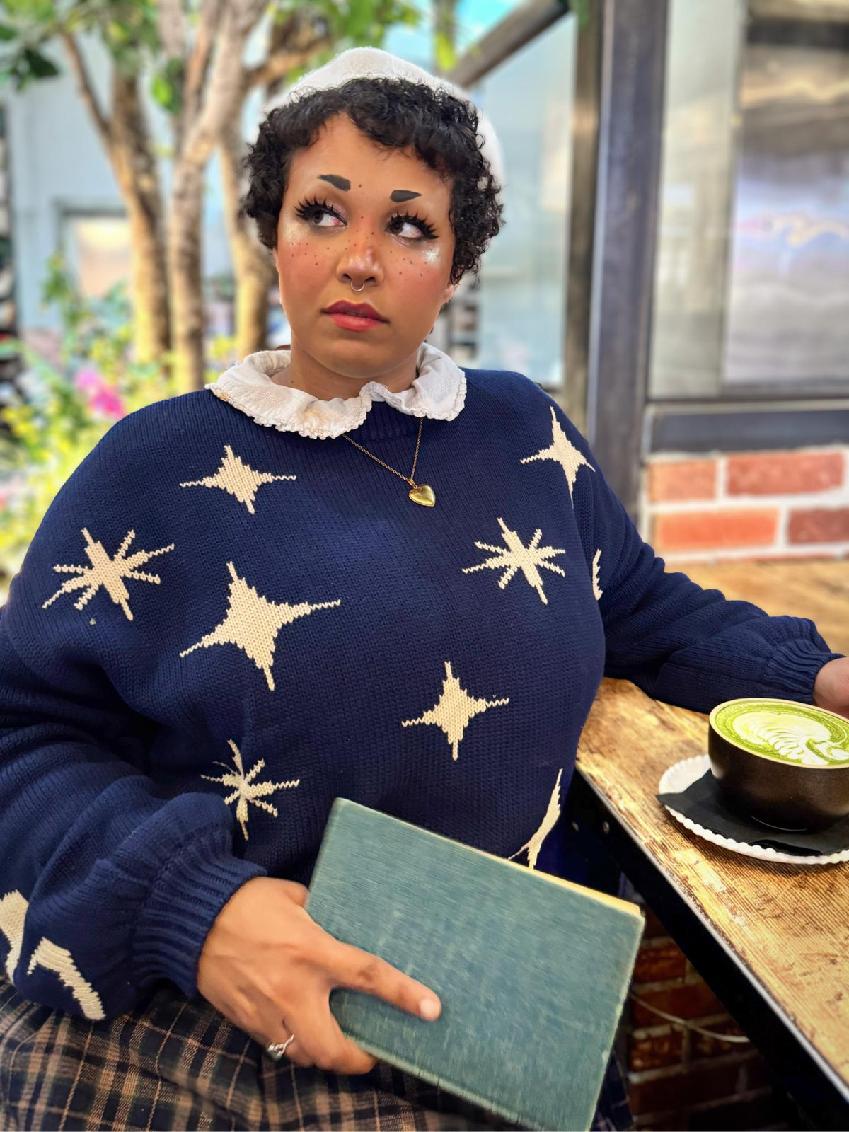 Chunky Knit Jumper - Stars - Navy/Cream
