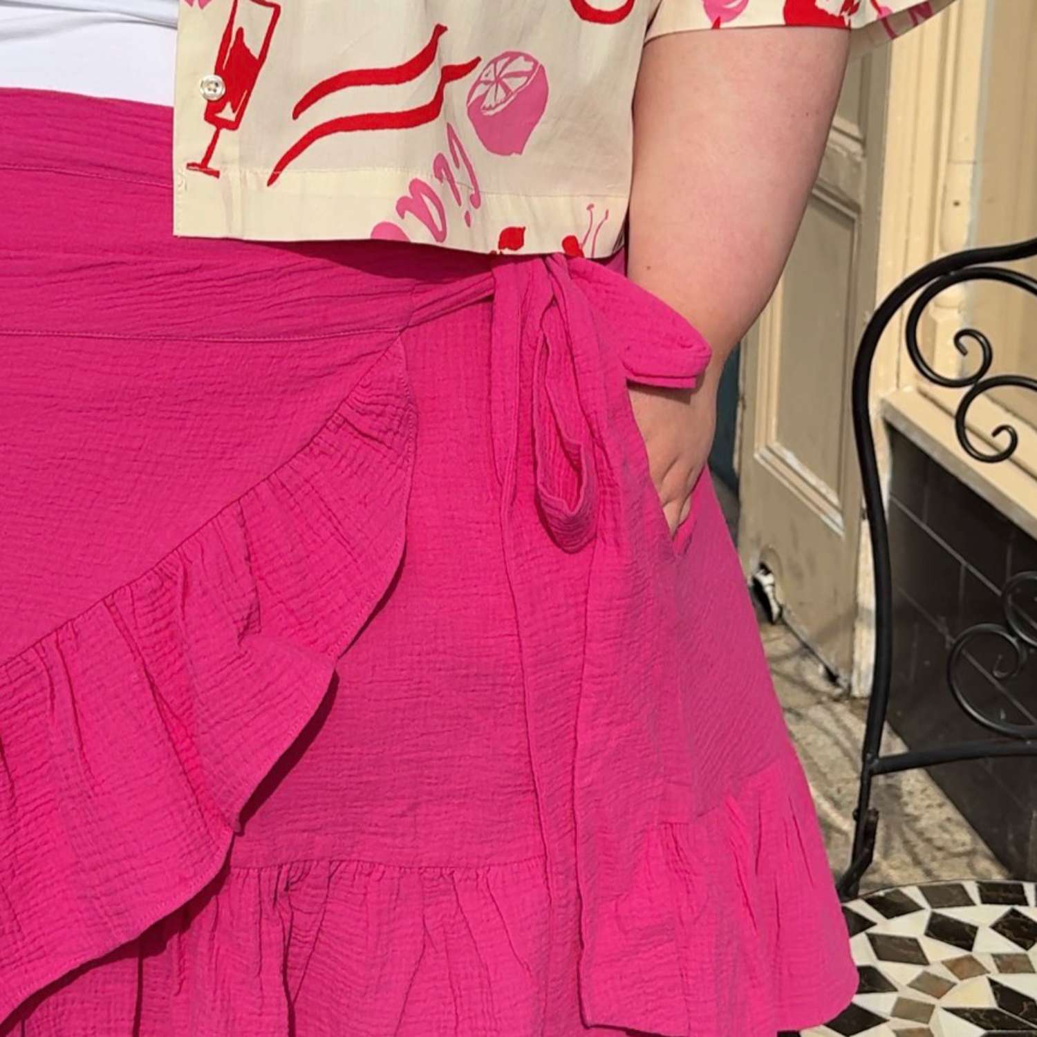 The Mary Cotton Gauze Skirt - Peony
