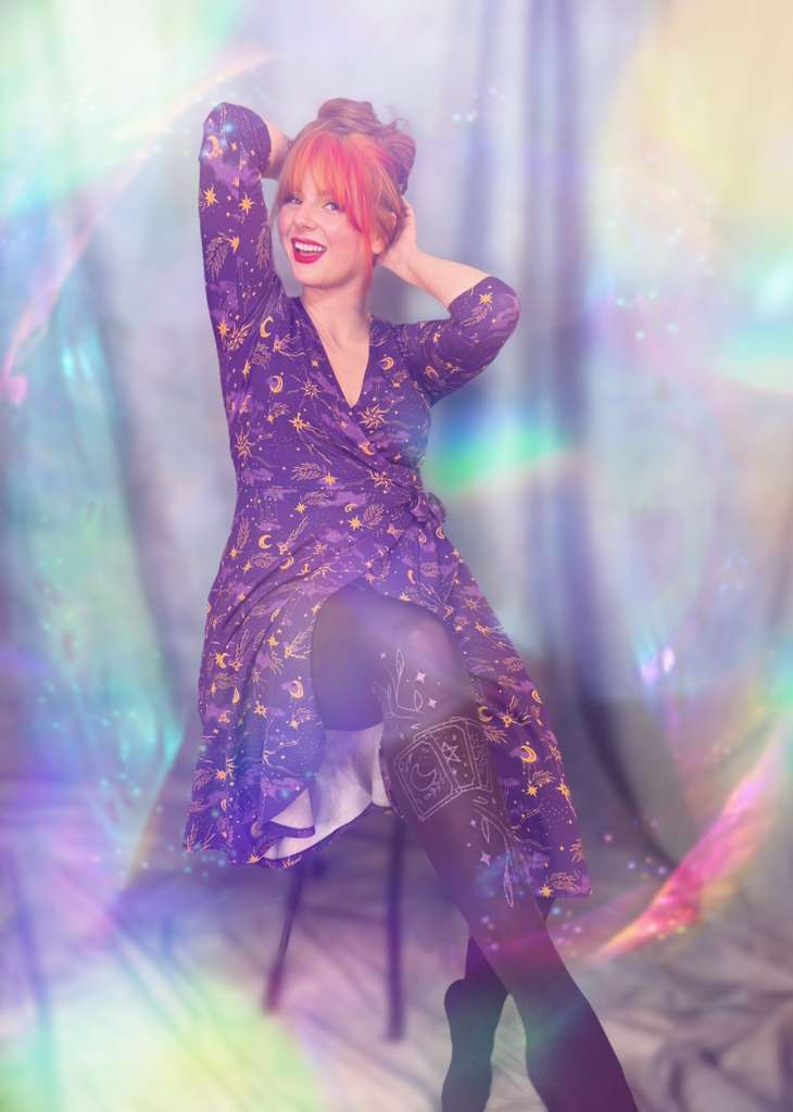 Celestial Wrap Dress  - Purple / Gold