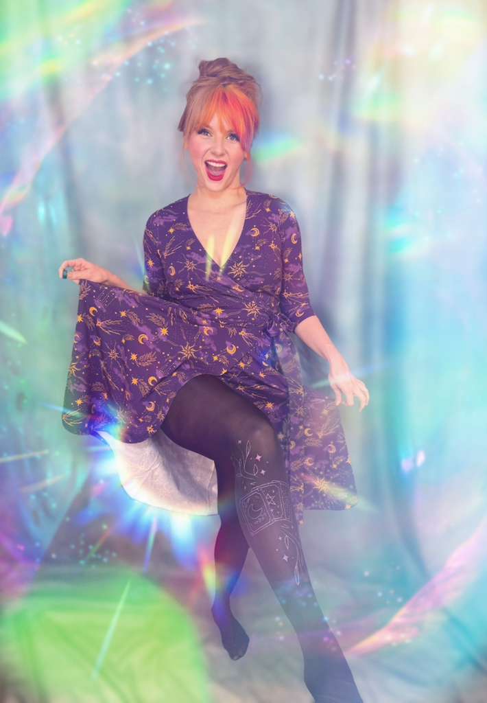 Celestial Wrap Dress  - Purple / Gold