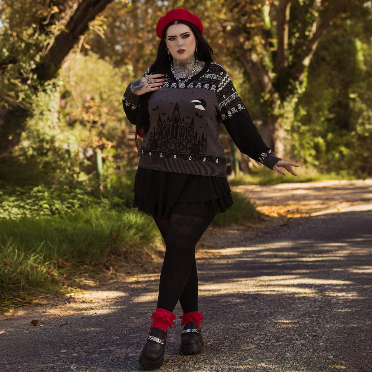 Fair Isle Jumper - Haunted House - Black/Grey