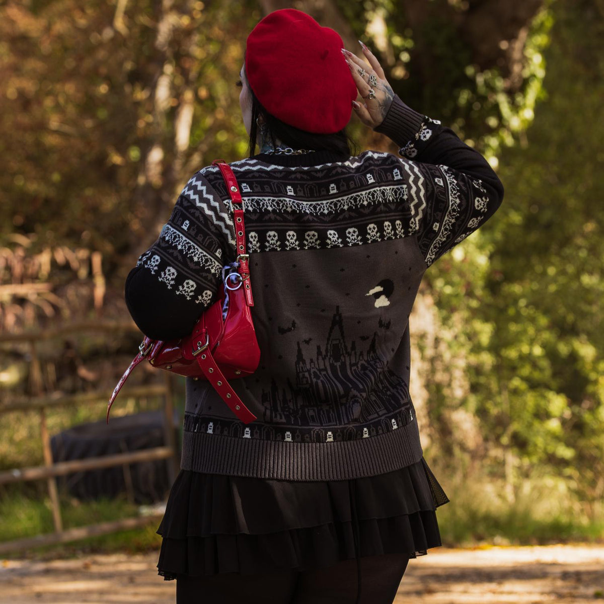 Fair Isle Jumper - Haunted House - Black/Grey