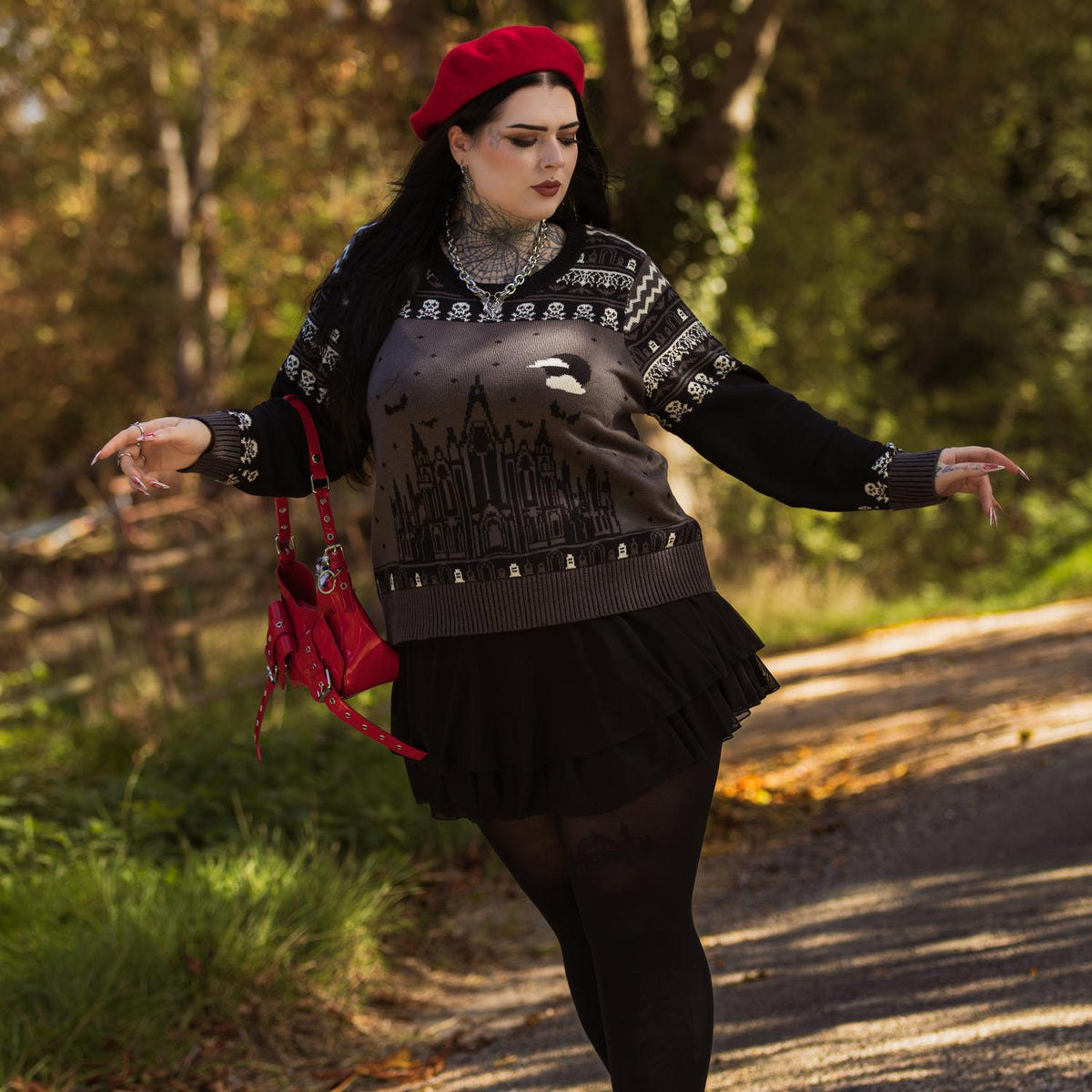 Fair Isle Jumper - Haunted House - Black/Grey