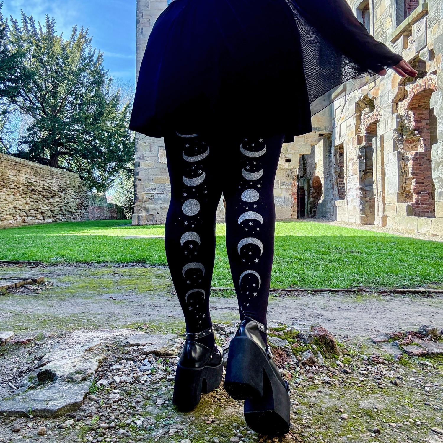 80 Denier Opaque Tights - Moon Phases