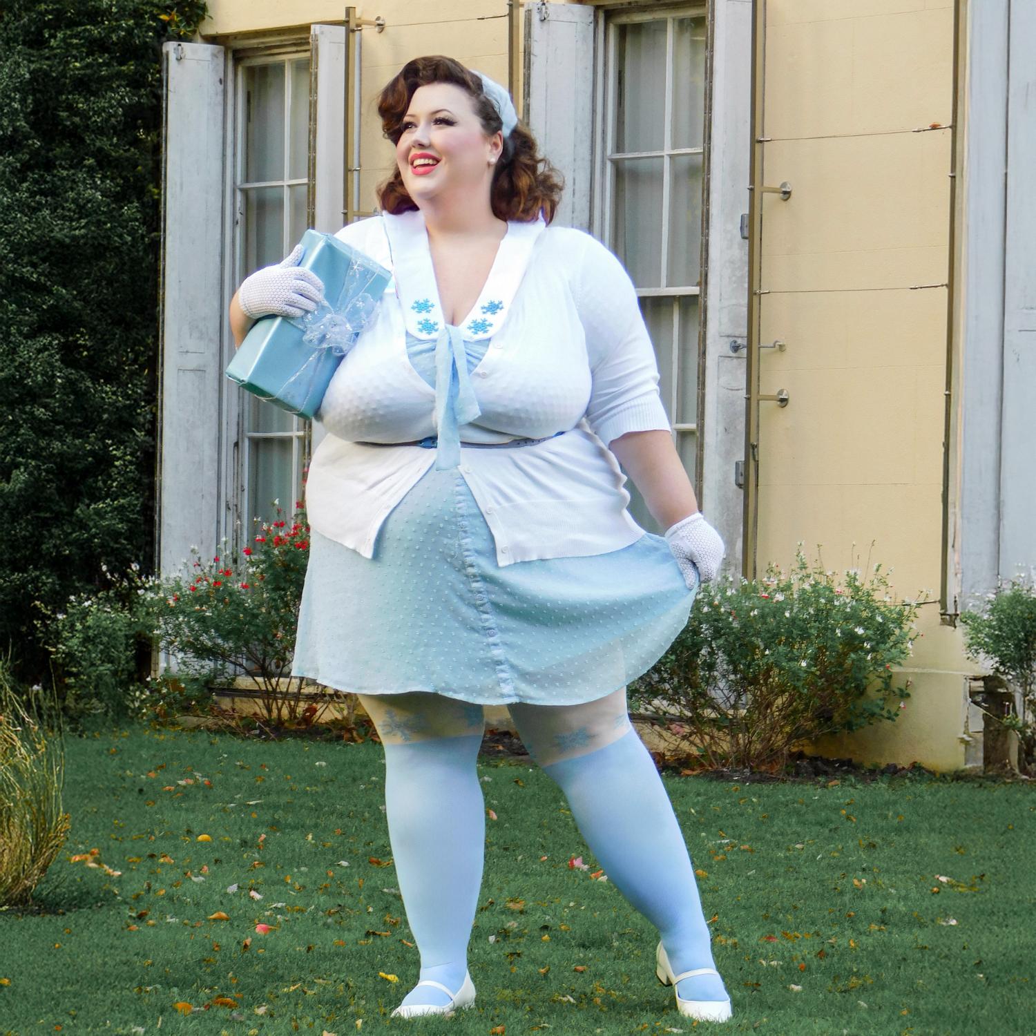 80 Denier Opaque Tights - Snowflake Garter