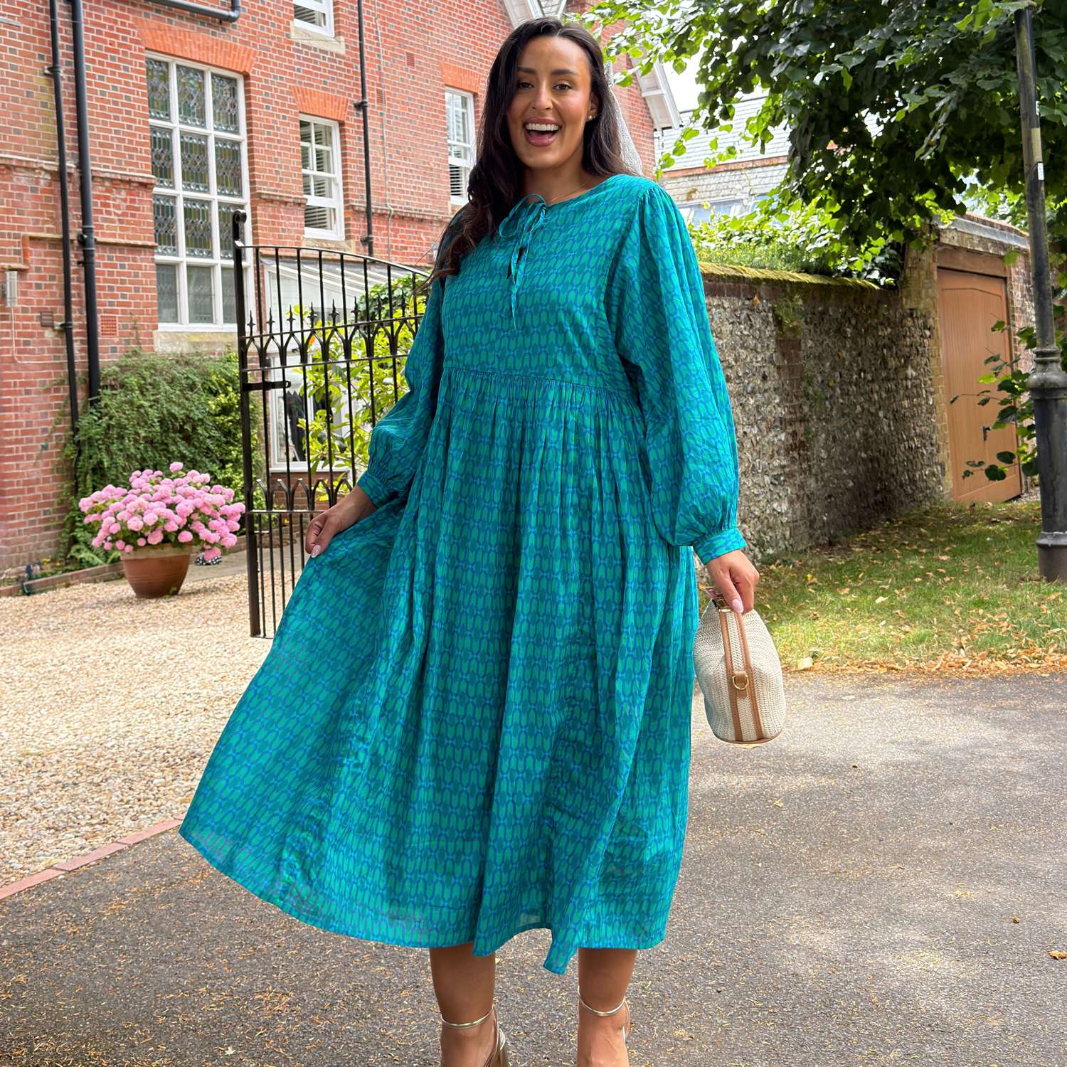 The Gabriella Cotton Long Dress - Teal City
