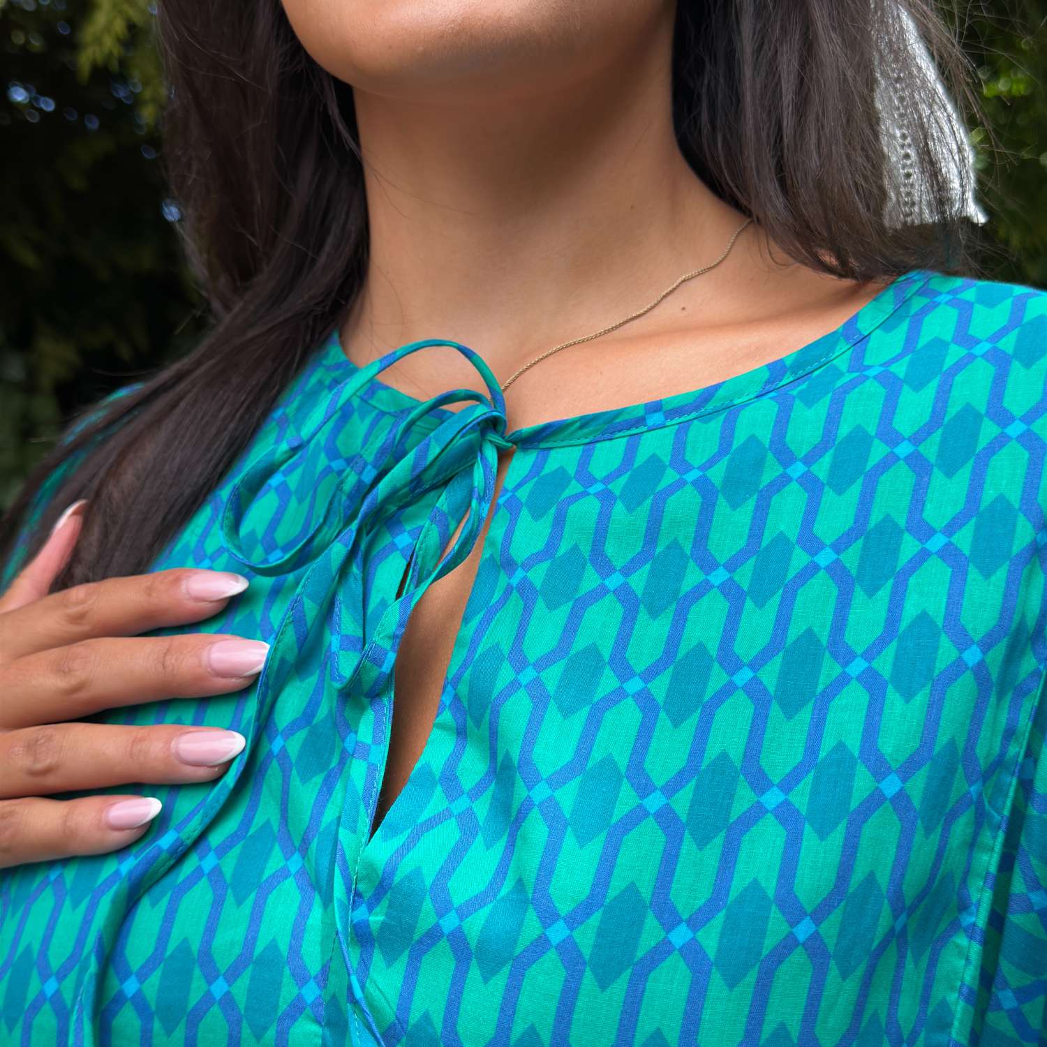 The Gabriella Cotton Long Dress - Teal City