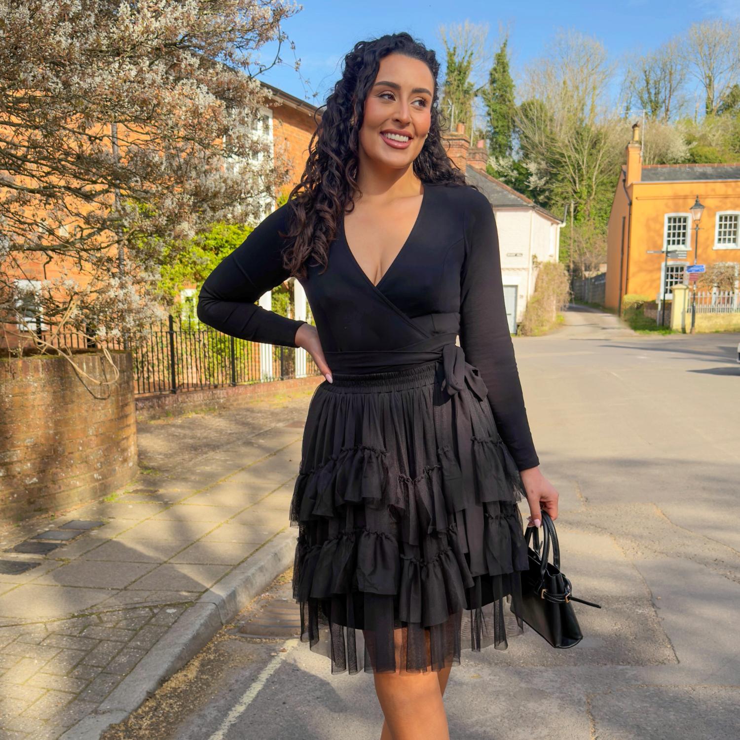 Organic Cotton Wrap Top - Black