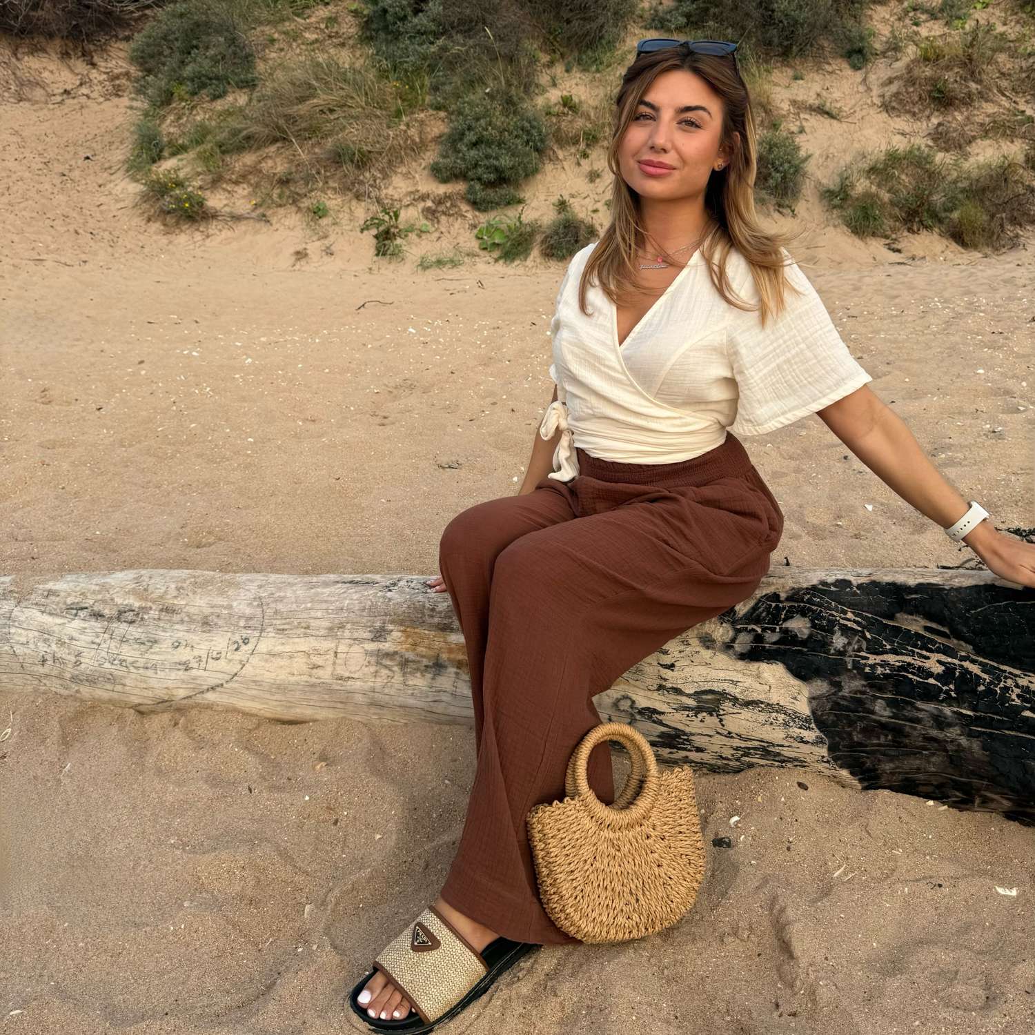 The Sonia Cotton Gauze Wrap Top - Cream