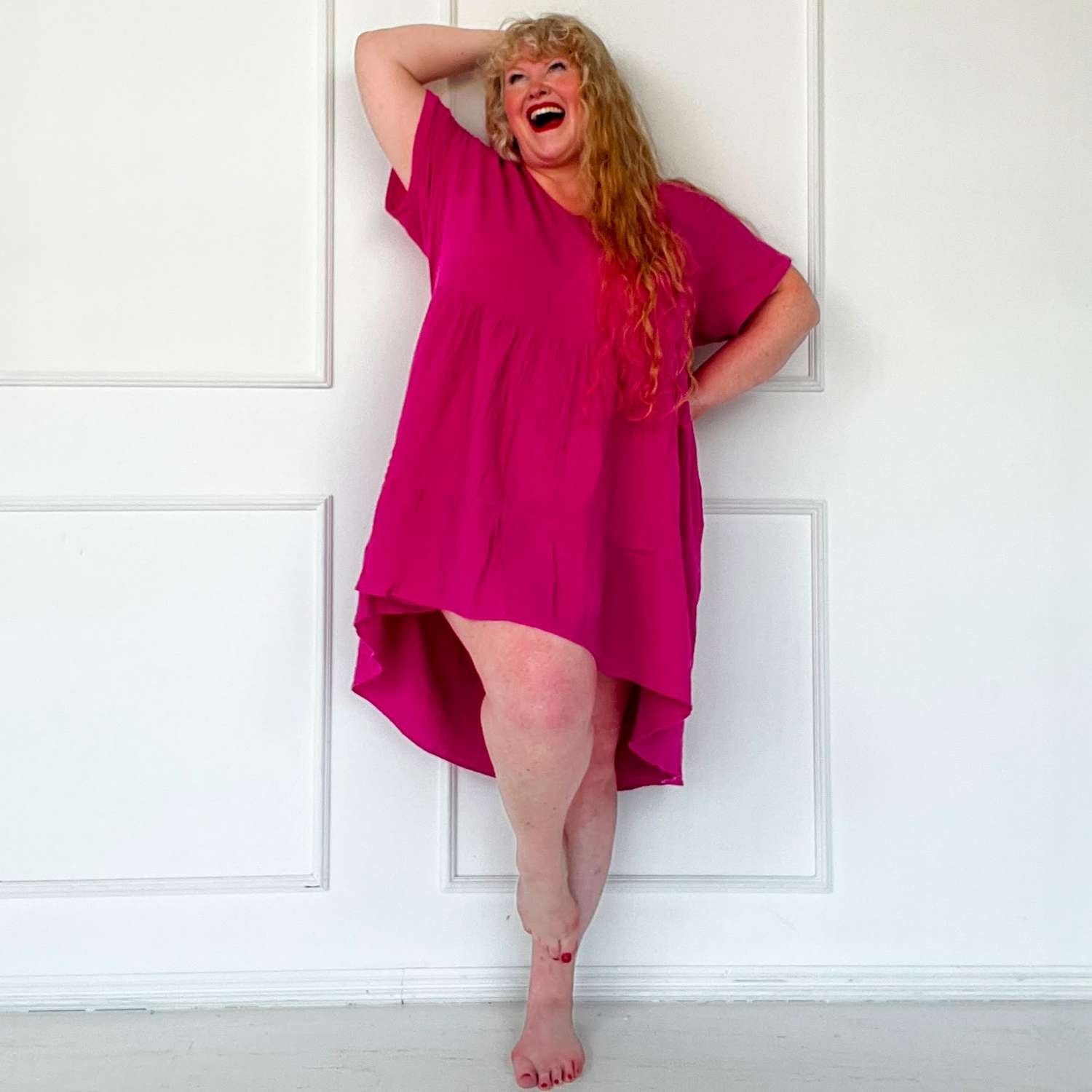 The Amrita Cotton Gauze Short Dress - Peony