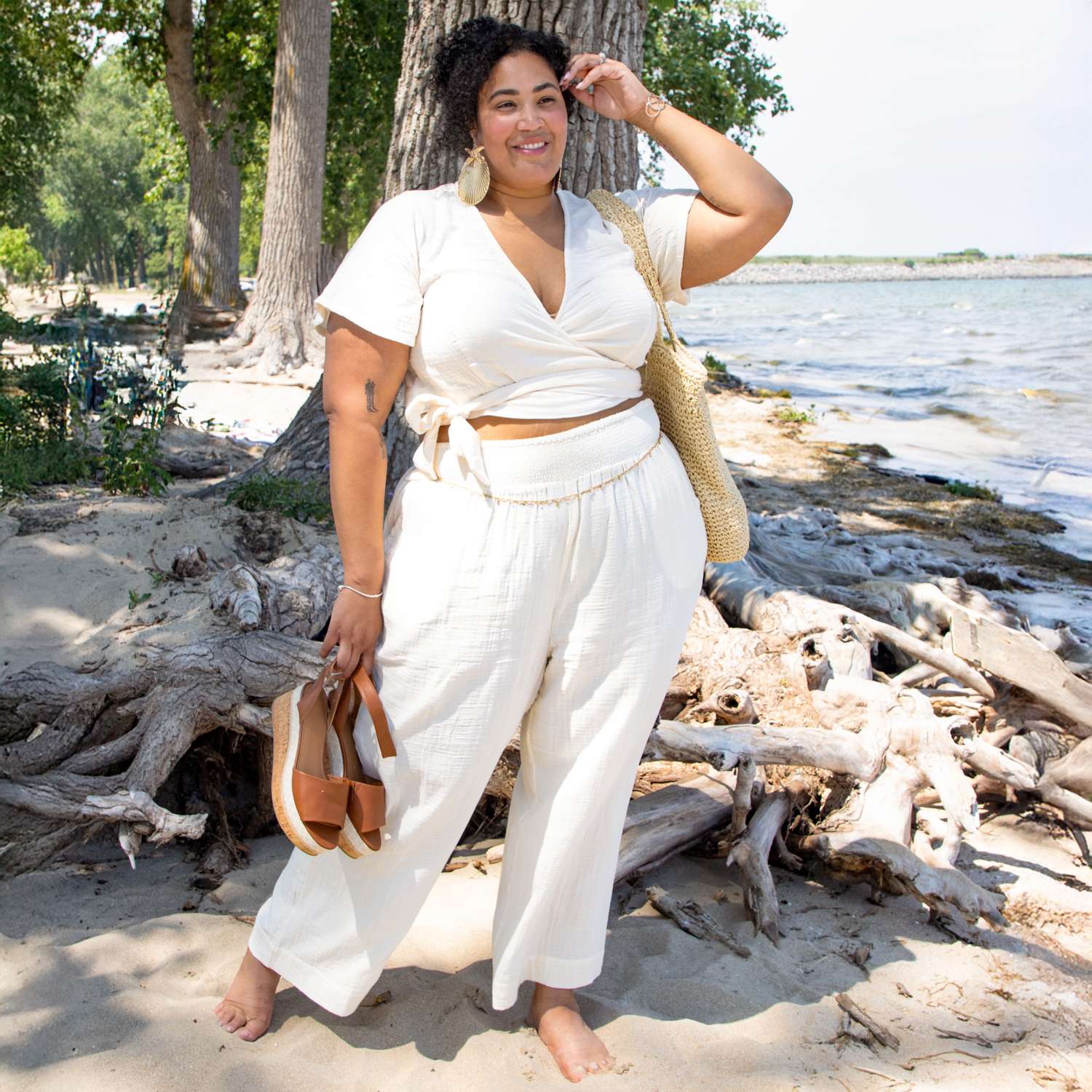 The Sonia Cotton Gauze Wrap Top - Cream