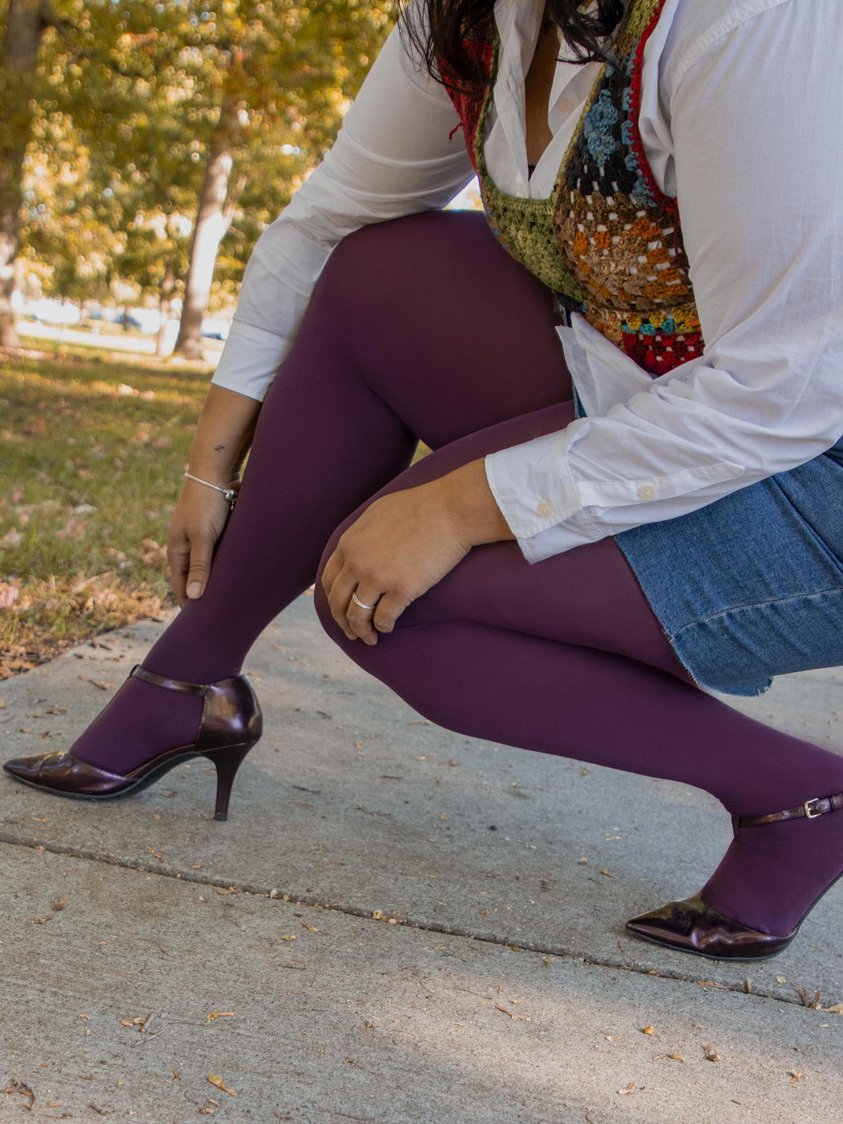 Super Opaque 120 Den Tights - Plum