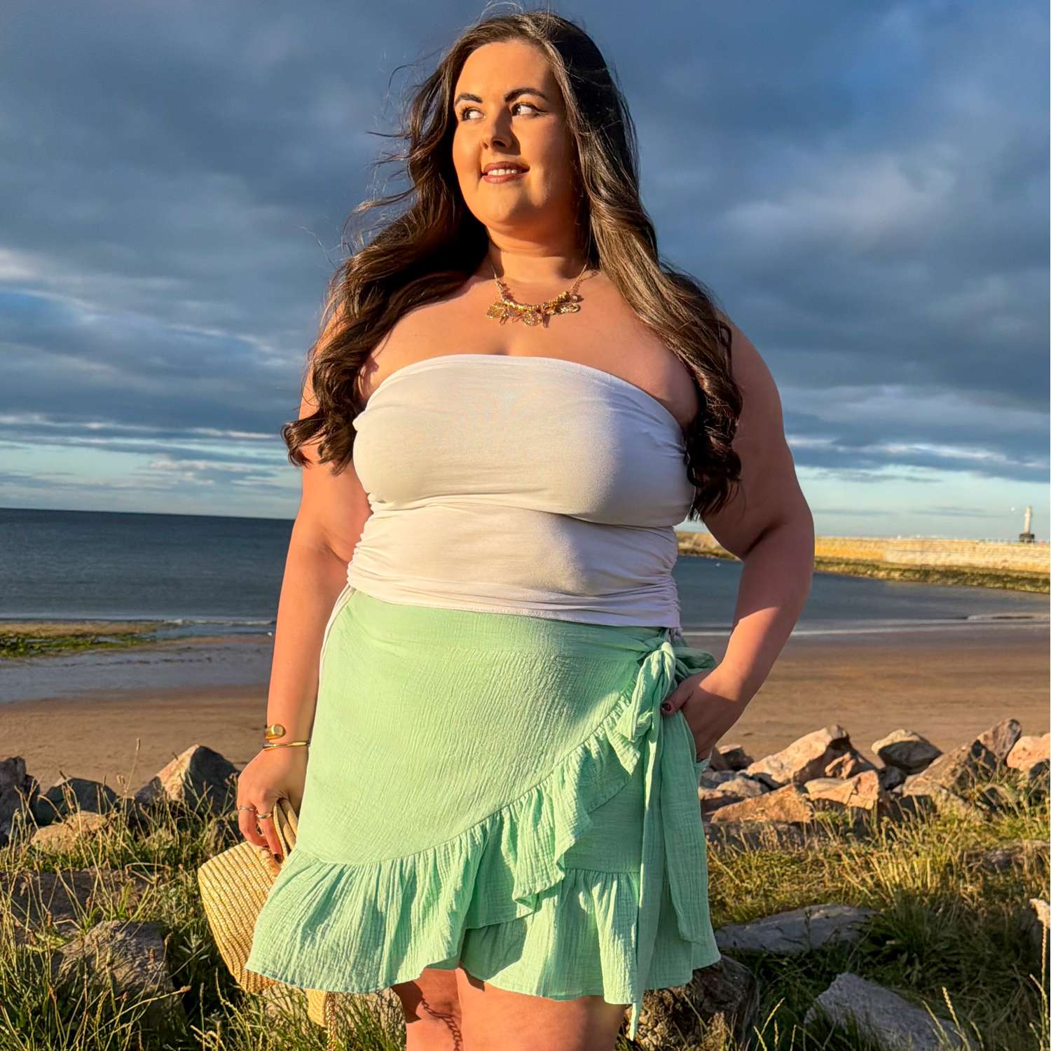 The Mary Cotton Gauze Skirt - Pistachio