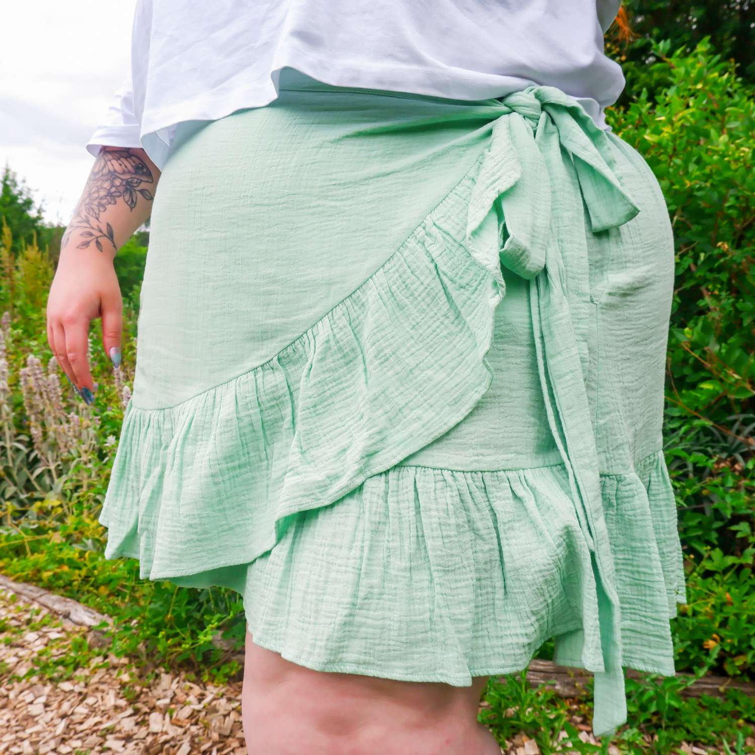 The Mary Cotton Gauze Skirt - Pistachio