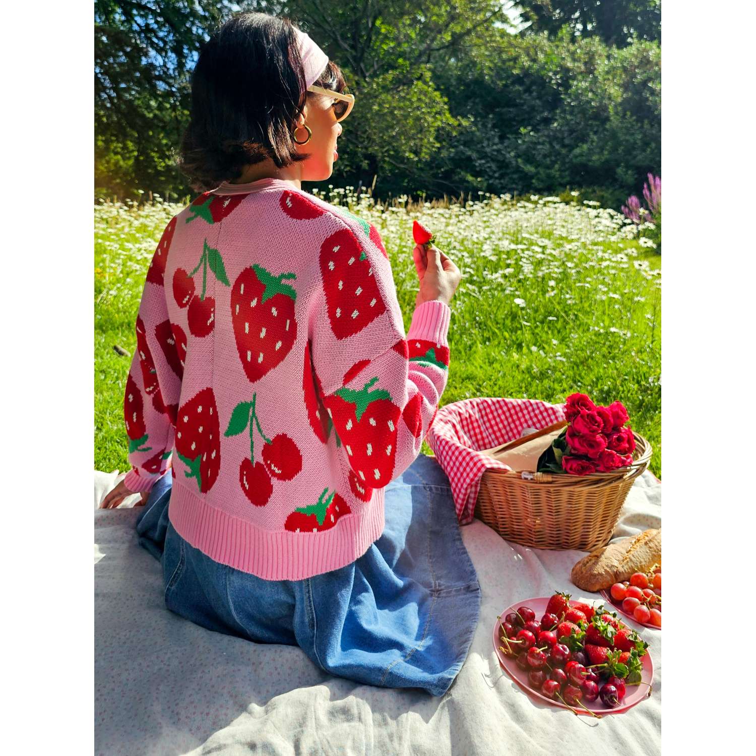 Cotton Cardigan - Strawberry