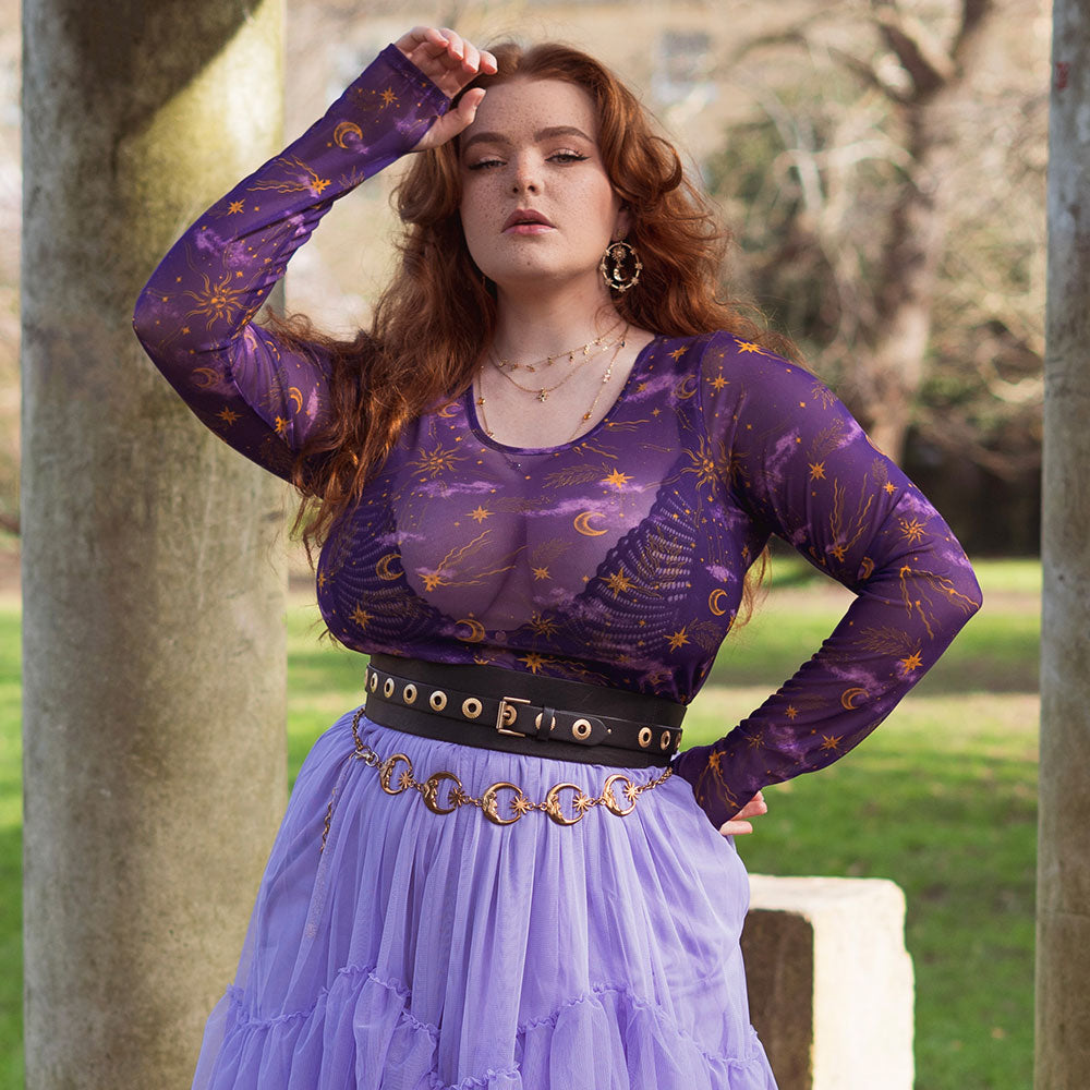 Celestial Mesh Top - Purple / Gold