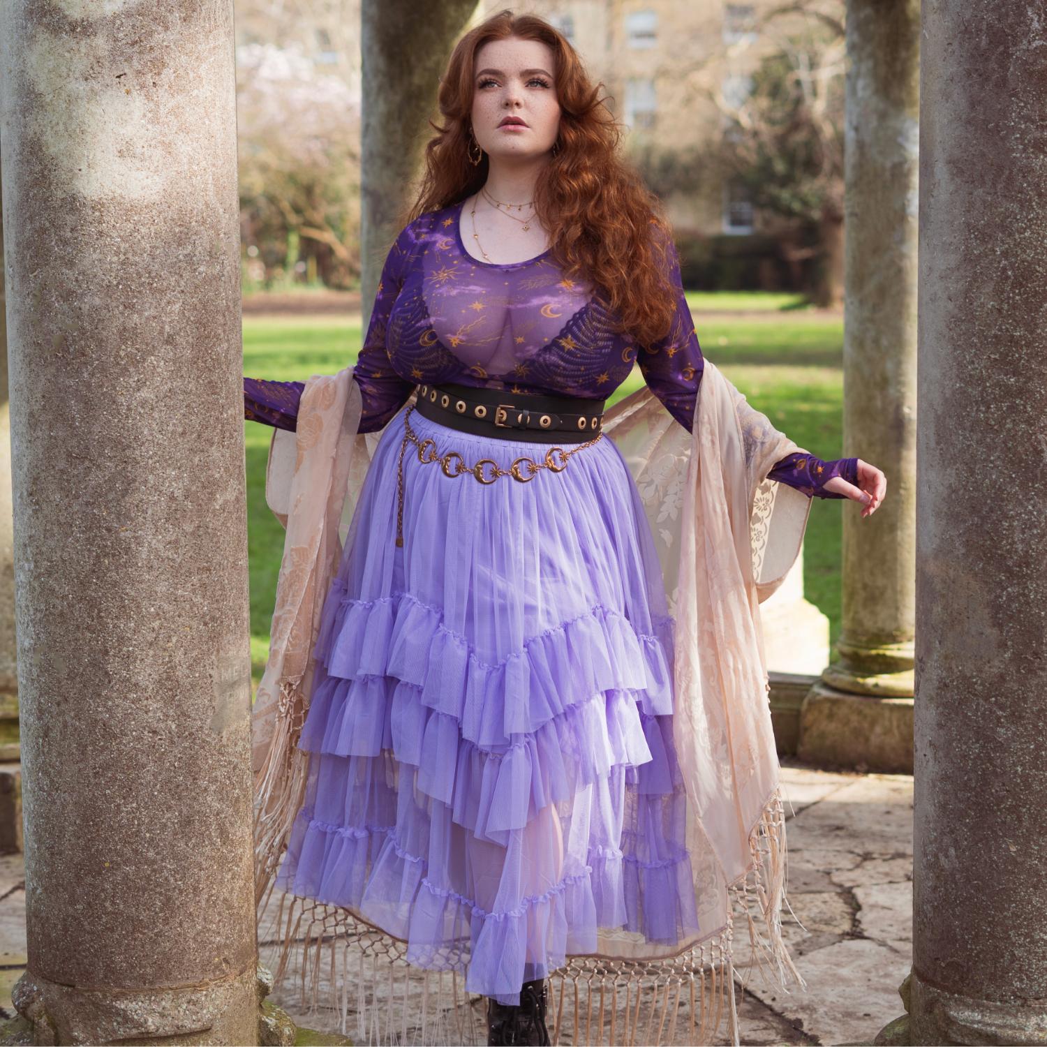 Maxi Mesh Skirt - Lavender Fields