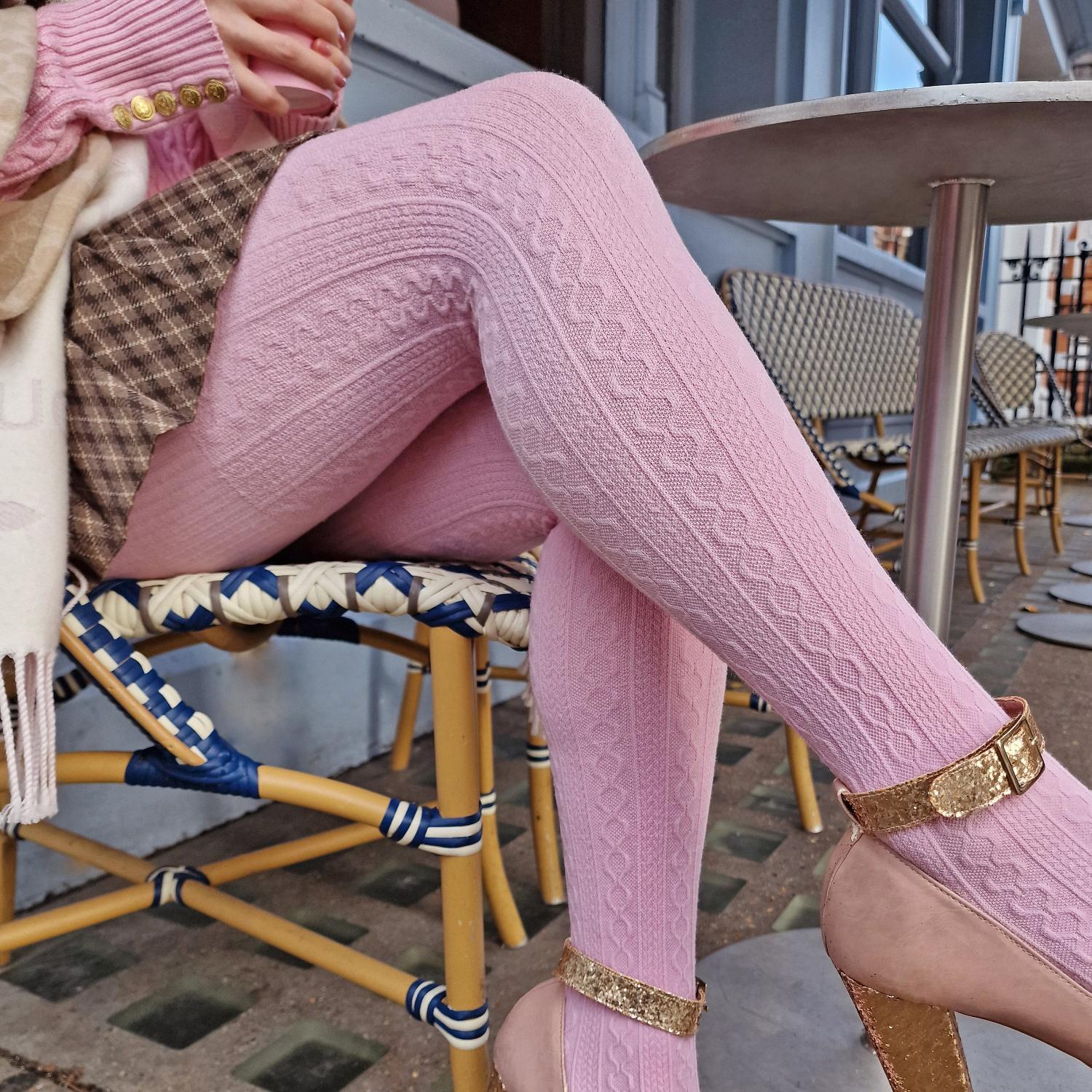 Grannies Cable Knit Wool Tights - Piglet (V2)