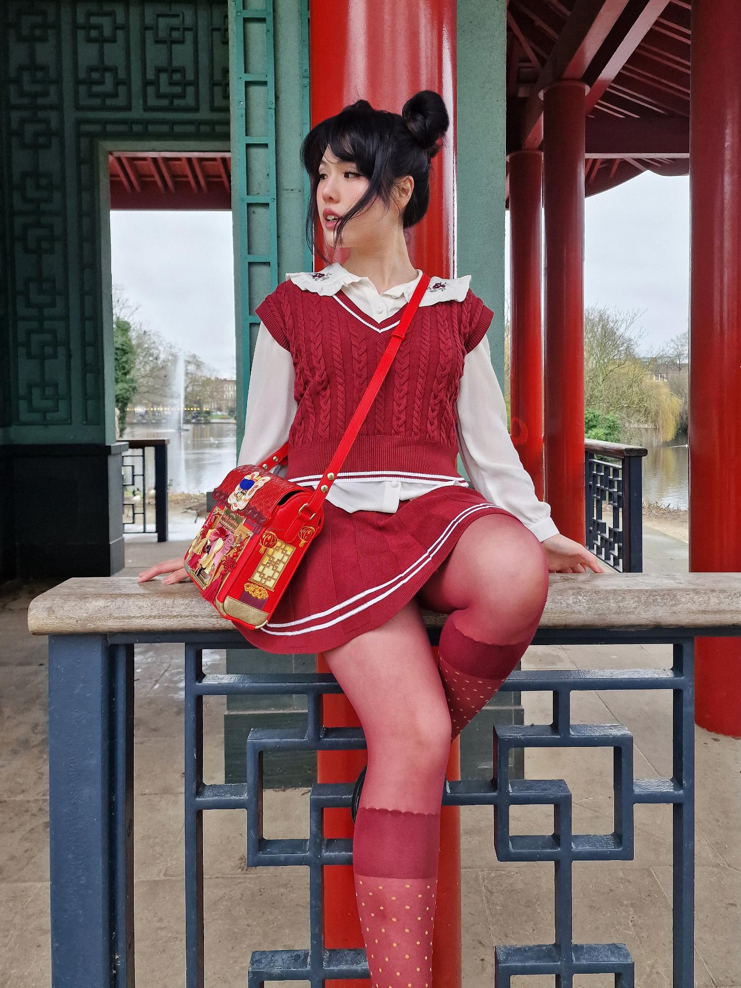 Seoul Chic Faux Sock Tights - Burgundy