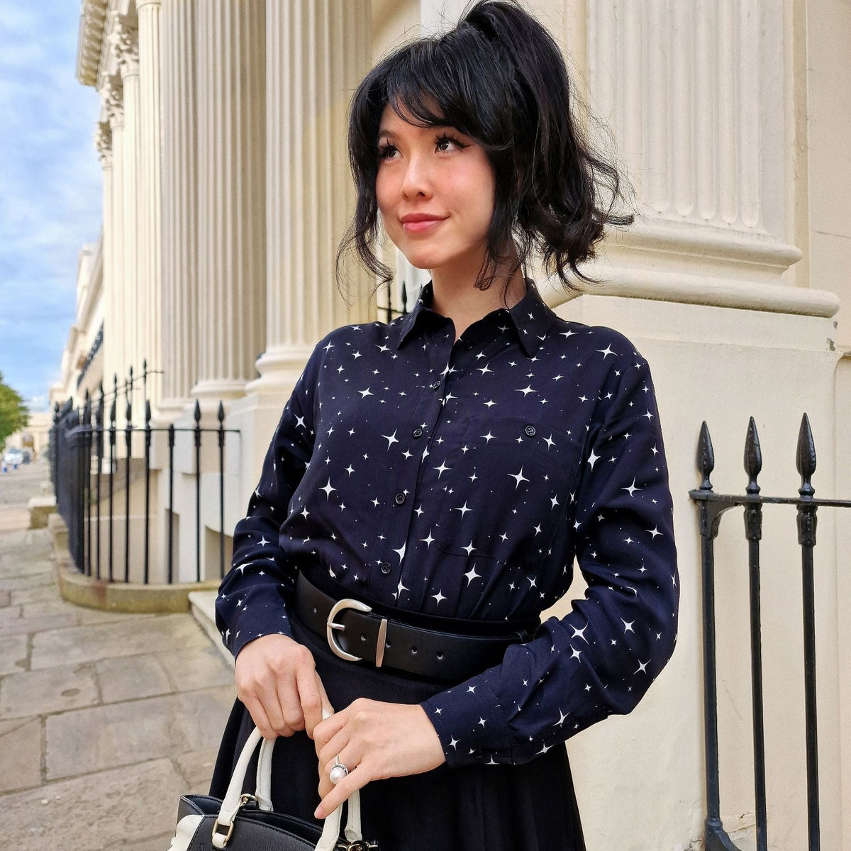Woven Viscose Tailored Shirt - Night Sky