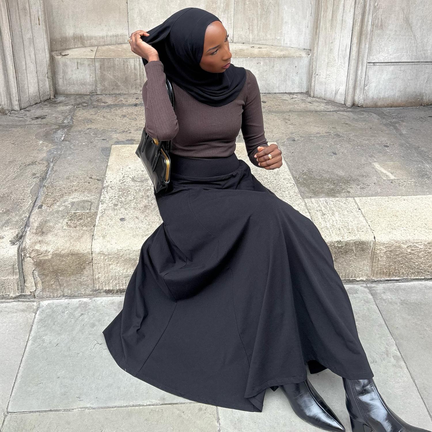 Black Jersey Maxi Skirt | Loose Fit Full Length | Snag – Snag