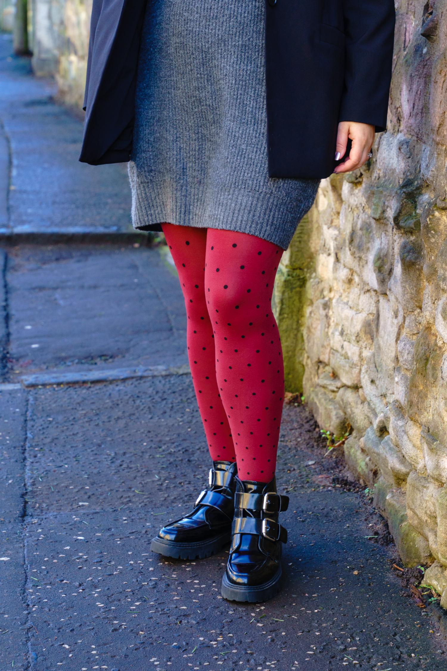 80 Denier Opaque Tights - Cherry Dot