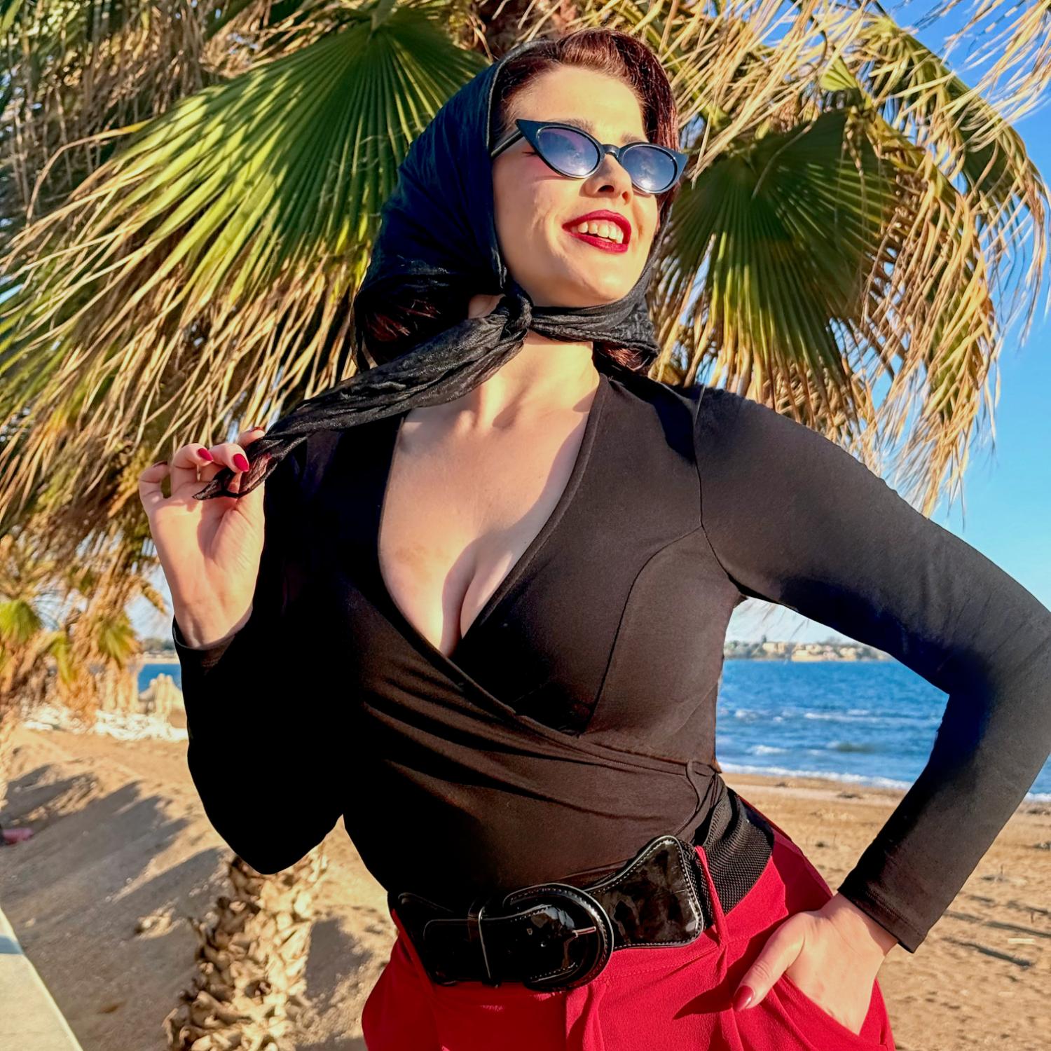 Organic Cotton Wrap Top - Black