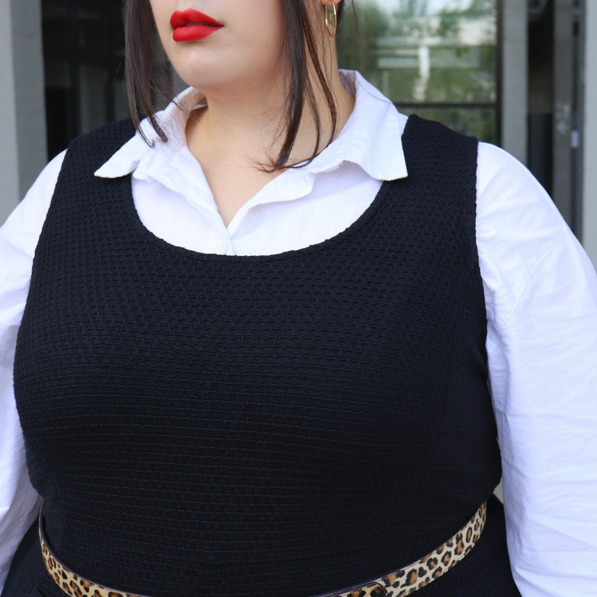 Archean Tailored Shift Dress - Black