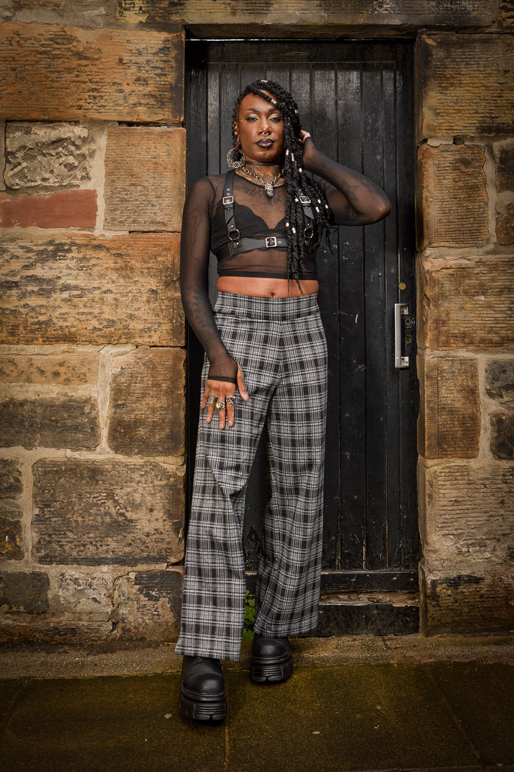【ブラック（01）】E PLAID TROUSER WEST COAST Pants Black Plaid | Cokluch