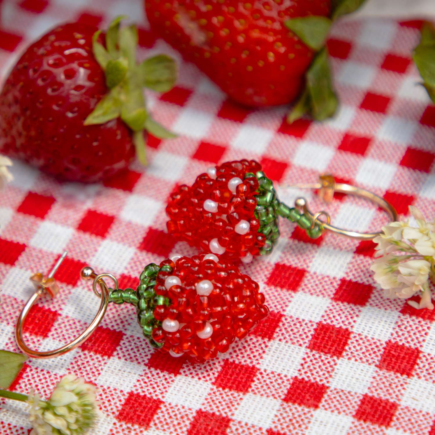 Strawberry Beaded Earrings
