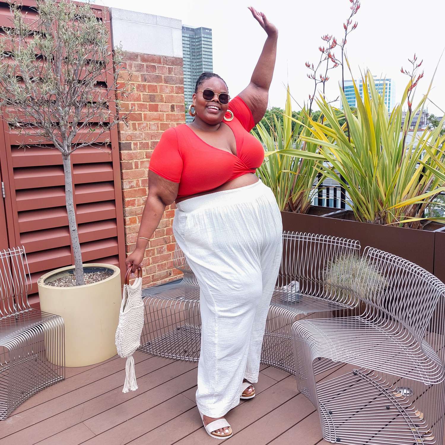 The Noor Cotton Gauze Wide-Leg Trousers - Cream