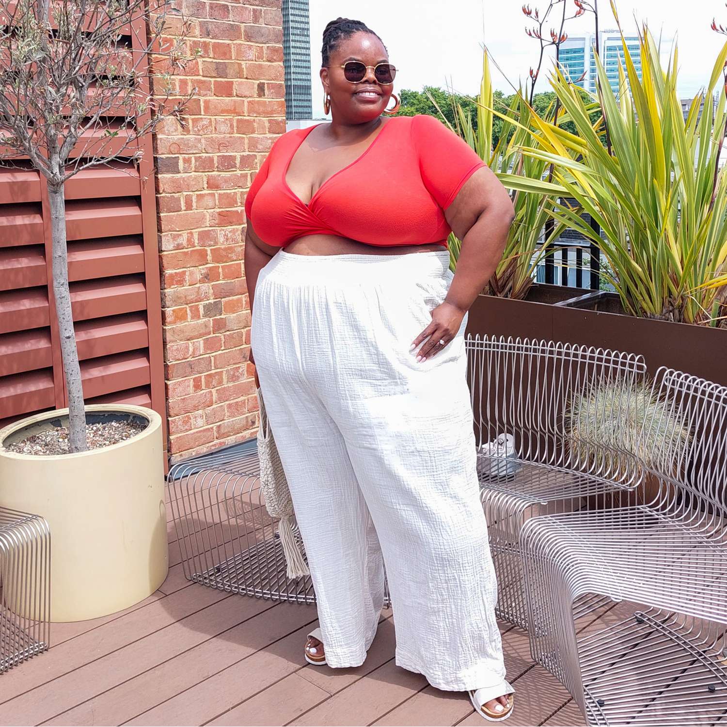The Noor Cotton Gauze Wide-Leg Trousers - Cream