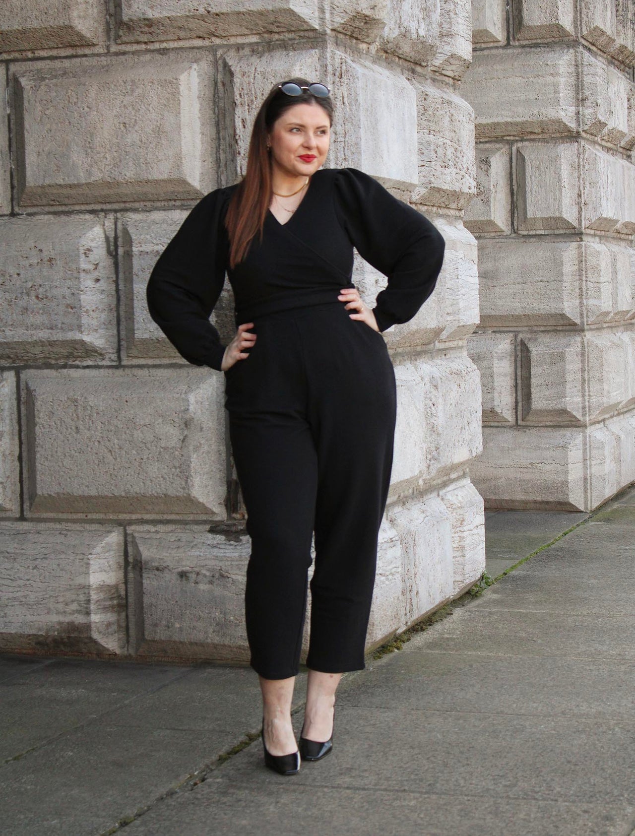 Ottoman Long Sleeve Wrap Jumpsuit - Aretha
