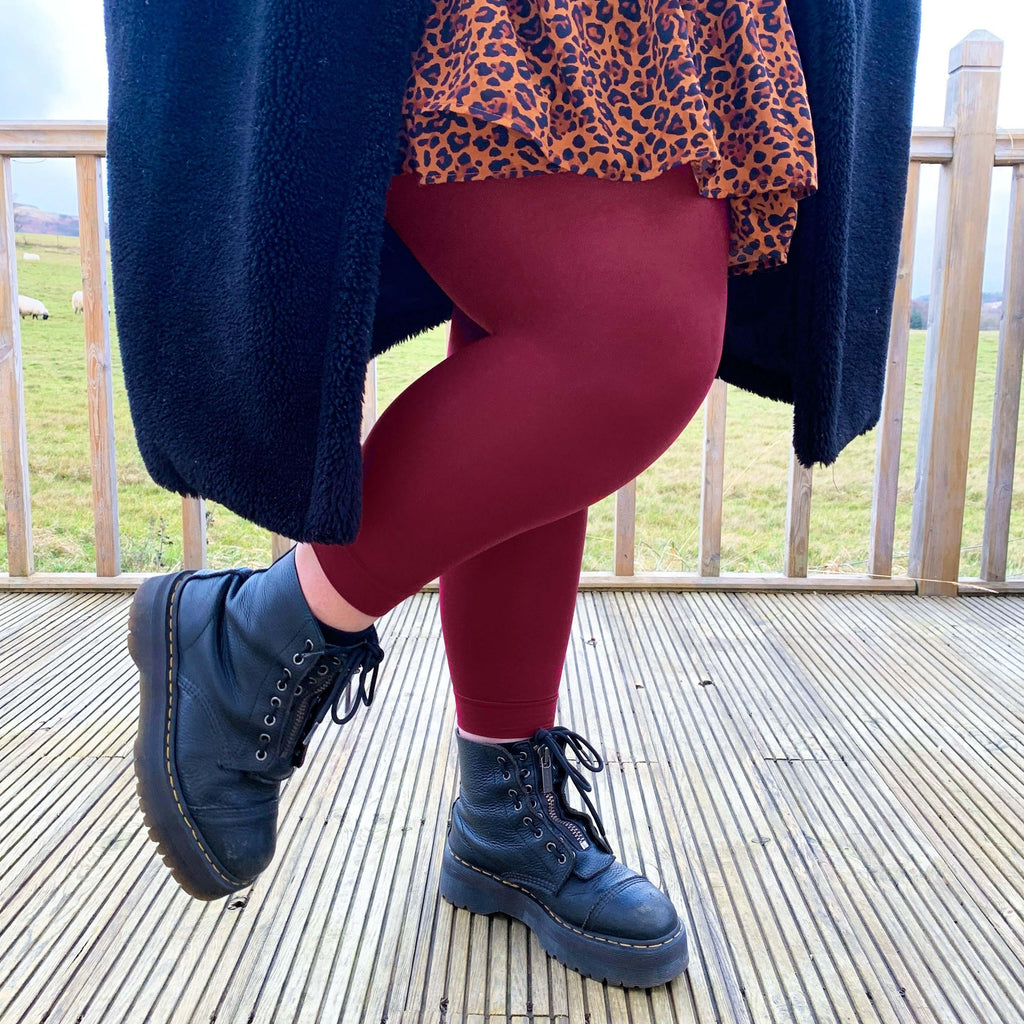 Core Tights - Opaque Footless Tights - Burgundy